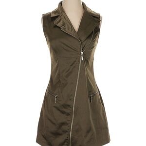 Bebe Olive Zip-Up Mini Vest Dress
